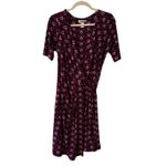Motherhood Maternity Wrap Dress Geometric Print Short Sleeve Burgundy PinkBlue M Red Size M Photo 8