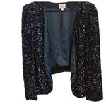 Parker  Silk Navy Sequin Open Blazer Fabulous Glam New Year’s eve Evening Jacket Photo 4