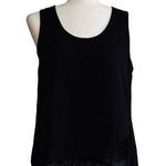 YA Los Angeles Top Blouse Black Silk Blend Sleeveless Fringe Hem Top Small NEW Photo 0