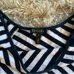 Y2K Early 2000s White/Blue Striped Asymmetrical Escada Thin Light Weight Top Blue Size L Photo 4