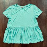 HOOKED UP turquoise teal baby doll top, size M Blue Size M Photo 0