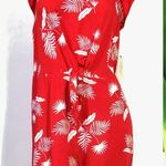 st. john's bay Sleeveless Jumper Jumpsuit Sz PL P L Red Tropical Print Photo 4