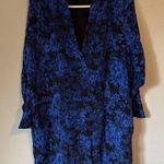 Madewell  Director Silk Shift Dress Mini Floral Blue Black Large Photo 0