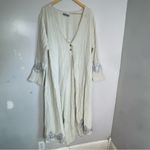 Vintage Blue Fish‎ Barclay Crinkle Embroidered Dress Jacket Set Lagenlook Size 2 Silver Photo 4