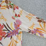 Blue Island Beach Wrap Dress M Cream‎ Red Floral Ruffle Hem Tie Waist New Size M Photo 4