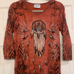 Cactus Bay Orange Dreamcatcher Native American Small Blouse. 2863 Photo 0