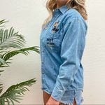 Vintage Warner Bros Daffy Duck Chambray Button Up Size XS Photo 72