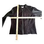 Christopher & Banks Vegan Leather JACKET Full Zip Black Lace Front Women's MED Photo 5