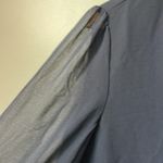 Carmen Marc Valvo NWT  navy sheer ls blouse with gold button and ruffle detail. Photo 6