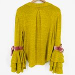 MISA Los Angeles Boho Lemon Wrap Top Ribbon Bell Sleeves Size XS Photo 1