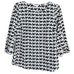 Hummingbird PIXLEY Small Women’s Print Black White Top Blouse Photo 0