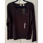 Levi's Women's Crewneck Long Sleeve Ribbed-knit Shirt, Black, Plus Size 4X Photo 1