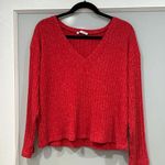 ZARA  Women's Red V Neck Plunge Knit Sweater Sz M Photo 0