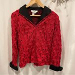 D&Y Vintage 80’s tuxedo rad 3D swirl mesh black collar french cuff zip front jacket Photo 7