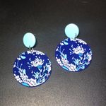 blue floral circle earrings Photo 1