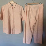 Ralph Lauren  Coral Peach Gingham ButtonShort Sleeve Shirt Pants Set Size‎ M /12 Photo 11