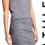 Athleta Women's Topanga Ruched T-Shirt Grey Short Sleeve Athleisure Dress SZ S Photo 0