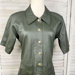 LEATHER CULT Renee Leather Shirt Dress Spanish Green Photo 1