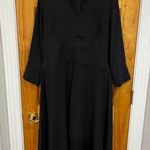 Misook Women’s  V Neck Classic Workwear Black Crepe Pointelle Midi Dress Small Photo 0