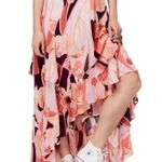 Free People Bring The Summer Back Ruffle Pink Floral Skirt Sz 12 Photo 3