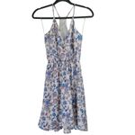 Lush Clothing Floral Print‎ Dress Sleeveless Mini Sun Dress Blue Peach Casual Photo 1