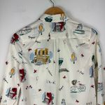 Talbots French Graphic Print Collar Button Down Shirt Top Sz Petite Womens Photo 3