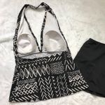Jantzen  Halter Tankini Top Skirted Bottoms Womens 10 Black White Two Piece‎ Photo 8