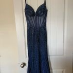 Ellie Wilde  Prom Dress Navy Blue Photo 5