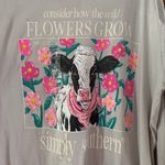 Simply Southern  Long Sleeve Shirt “Wild Flowers Grow” Women’s XL Gray Cow Bow Photo 4