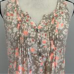 Old Navy Old Navy Floral Henley Tank Top Blouse Medium Coral Tan Pleated Cottagecore Top Photo 6