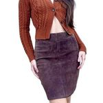 BB Dakota Vintage Brown Genuine Leather Suede High Wasted Pencil Skirt 7/8 Photo 0