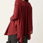 Free People  Lyrical Tunic Mulberry Slouchy Boho Ribbed Long Sleeves Flowy Small Photo 1