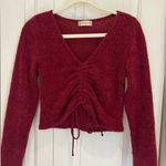 Altar'd State Lace Up Cropped Sweater Wine Size Medium Photo 0