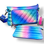 New Think Royln Bank Street XL Crossbody Bag Blue Lagoon Ombre Quilted RFID Photo 0