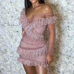 House Of CB  Sorrel Tulle Asymmetric Minidress in Blush Size Small Photo 11