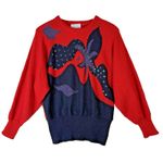 Vtg Regency Collection For Joyce Womens Sweater Sz M Red Black Abstract Sequin Size M Photo 0