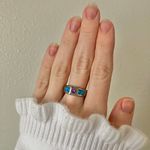 925 Faux Amethyst Blue Opal Ring “Darcy” Blue Purple Wedding Patina Bohemian Jewelry Photo 1