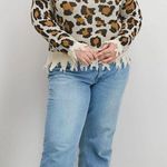 Animal Leopard Print Fringe Cropped Shirt Photo 1