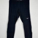 Nike Pro Mid-Rise Black Crop Capri Leggings Mesh-Panel Women Size Medium Dri-Fit Photo 0