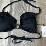Shade & Shore NWT Swimwear Sz S Black Bikini Top W Ruffle & Metal Ring Photo 3