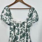 Abercrombie & Fitch Size Large Smocked Milkmaid Linen Blend Green White Dress Photo 11