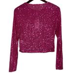 Chelsea and Violet Pink Sequin Top Festive Boxy Layering Semi Sheer Sz Small NEW Photo 10
