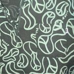 Huf Worldwide Groovy 1/4 Zip Linen Blend Polo Shirt Logo All Over Peace Signs Green Size M Photo 4