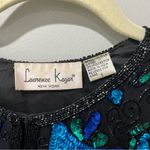 Laurence Kazar VTG  SEQUIN Beaded EVENING SILK JACKET Women's S Blue Black. Photo 3