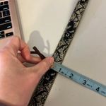 Vintage 90s Gold & Black Vegan Leather Floral Lace Beaded Trim Belt Size Large Photo 5