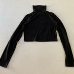 Madewell  Black Ribbed Mock Neck Long Sleeve Crop Top Women’s M Photo 0