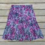 White Stag Vintage Rayon Purple Floral Midi Skirt w/ Elastic Sided Waistband Photo 0