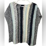 J. Jill Sweater Short Cap Sleeve Cotton Blend Knit Stripe Sweater Size S Costal Blue Photo 0