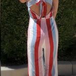 American Threads Red, Pink and Blue Striped Jumpsuit Photo 1