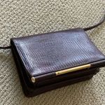 Vintage Elka 1980s Crocodile Skin Hard Case Accordion Style Crossbody Bag Purse Brown Photo 1
